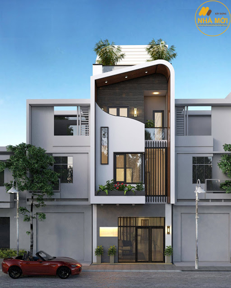 Nhà lệch tầng với đường cong mềm mại