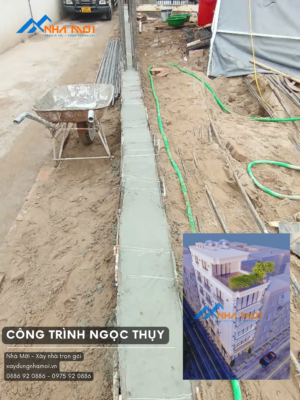 Nền sau đổ công trình nhà phố 5 tầng 1 tum tại Ngọc Thụy