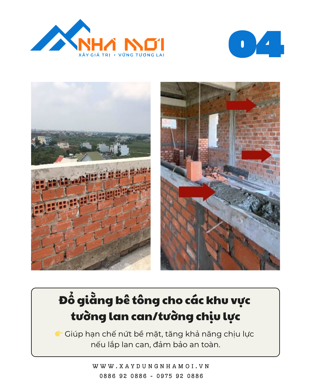 Đổ giằng bê tông tường giúp tăng khả năng chịu lực